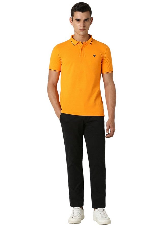 Van Heusen Men's Regular fit T-Shirt (VSKP517S011413_Flame Orange XL) - Image 4