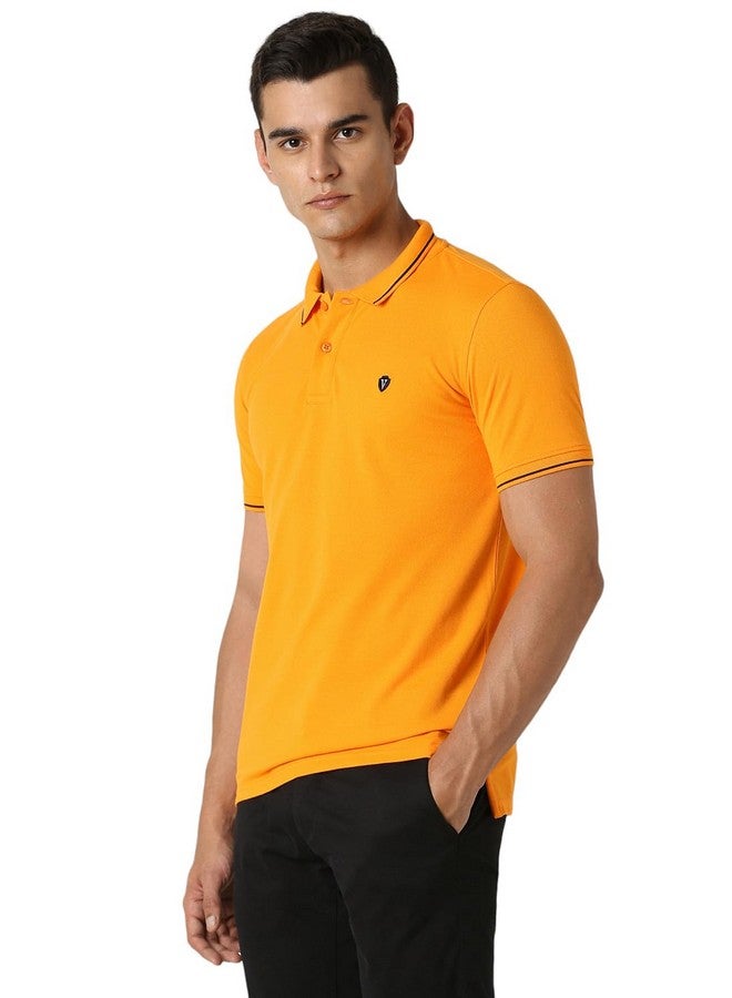 Van Heusen Men's Regular fit T-Shirt (VSKP517S011413_Flame Orange XL) - Image 3
