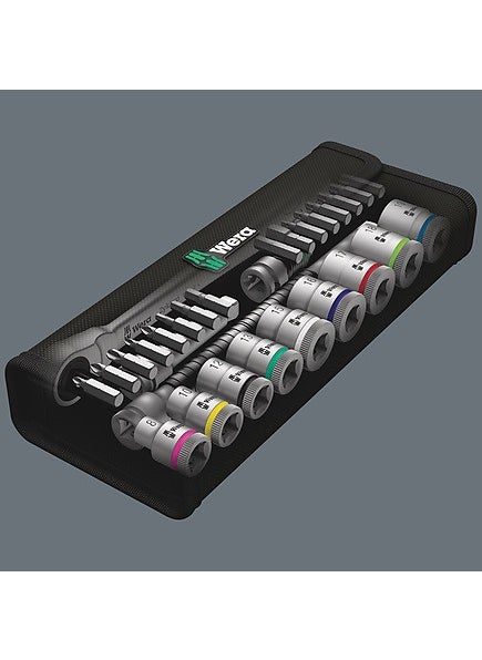 Wera 8100 Sb 8 Zyklop Metal Ratchet Socket Set Wrench Handle 3/8" drive Metric  - Image 2