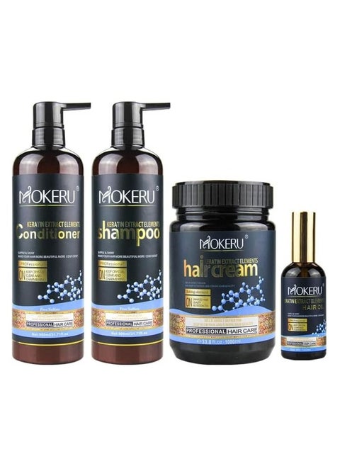 Complete Keratin Hair Care Set MOKERU Moisturizing Sulfate-Free Anti-Dandruff Shampoo and Conditioner