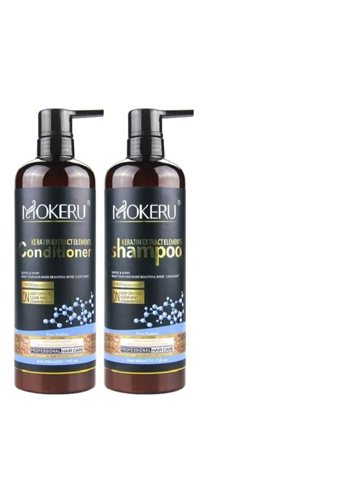 Complete Keratin Hair Care Set MOKERU Moisturizing Sulfate-Free Anti-Dandruff Shampoo and Conditioner