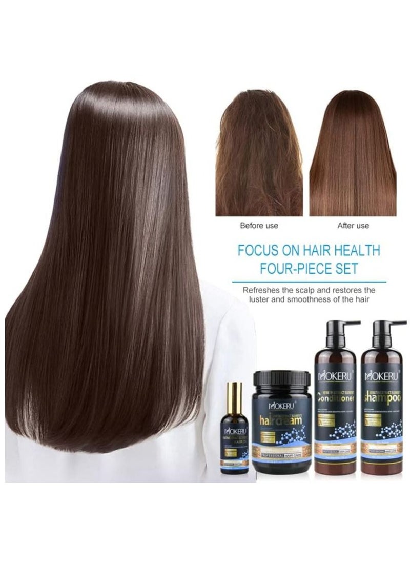 Complete Keratin Hair Care Set MOKERU Moisturizing Sulfate-Free Anti-Dandruff Shampoo and Conditioner