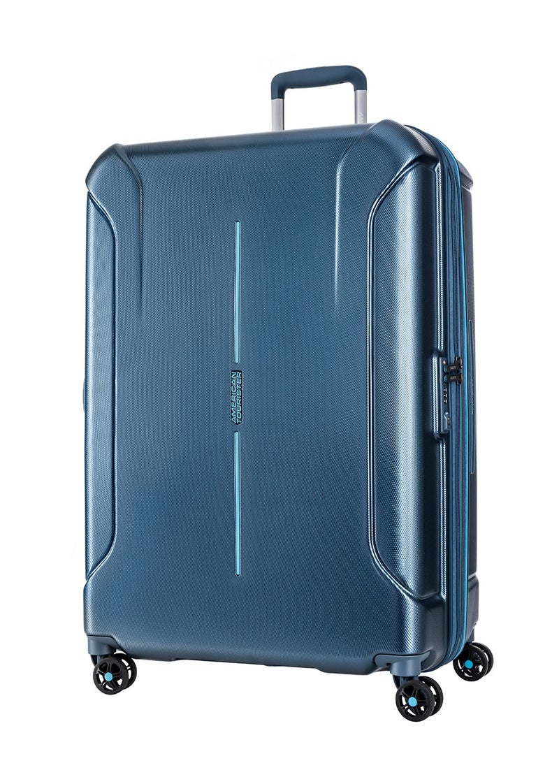 AMERICAN TOURISTER Technum Suitcase, Check-In Size 86 cm / 33 inch, 4 Spinner Wheels, Hard Top, Polycarbonate, Metallic Blue|DuoSaf™ Security Zipper|Dual Tube Pull Handle|Expandable|TSA Lock - 3 Years International Warranty - Image 1