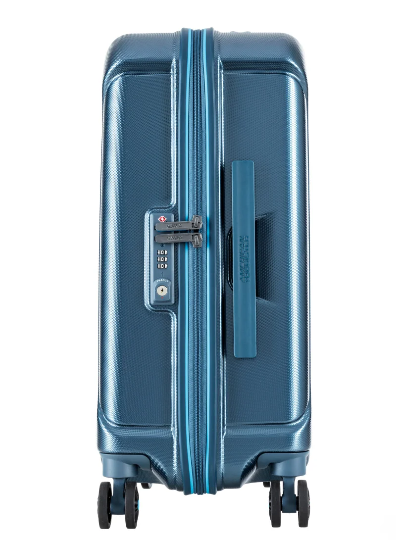 American Tourister  Technum Suitcase, Check-In Size 86 cm / 33 inch, 4 Spinner Wheels, Hard Top, Polycarbonate, Metallic Blue|DuoSaf™ Security Zipper|Dual Tube Pull Handle|Expandable|TSA Lock - 3 Years International Warranty  | Best Price UAE