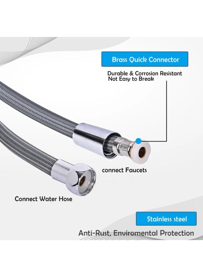 Colro Global Extra Heavy Polyamide Flexible Shower Hose (1-Meter) - Grey Non-Rusting Tube for Health Faucet, Bidet, and Hand Shower, Anti-Tangle Universal G1/2 Connector - Image 2