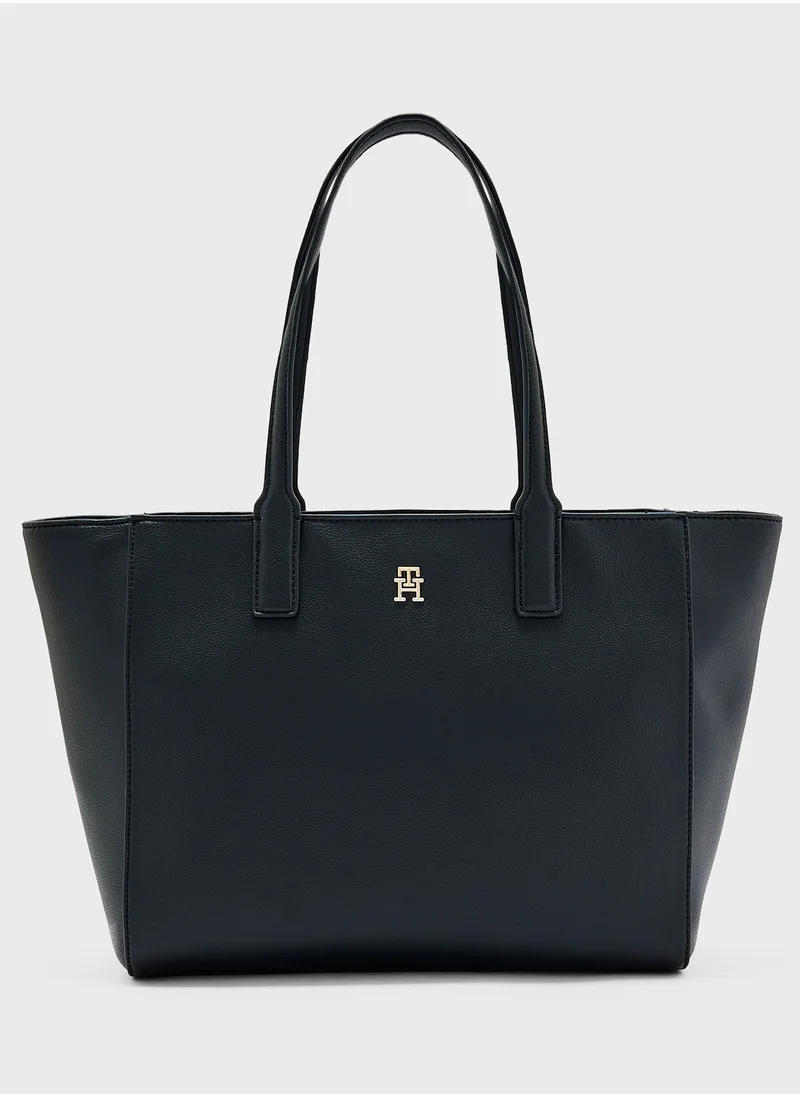 تومي هيلفيغر Logo Detail Zip Over Tote