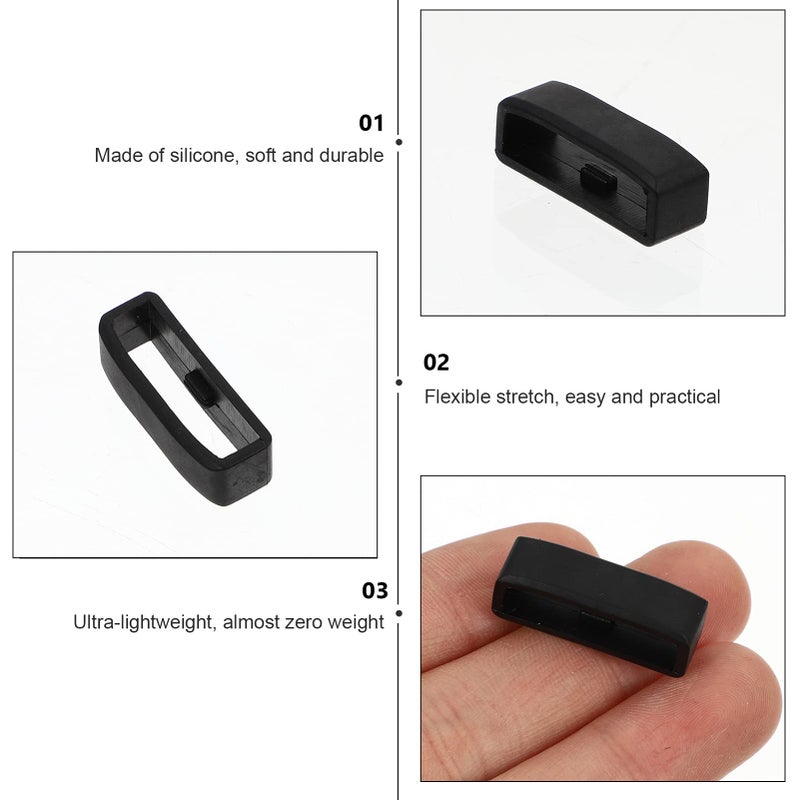10Pcs Flexible Silicone Watch Band Retainer Bezel Strap Black Wear Resistant - Image 5