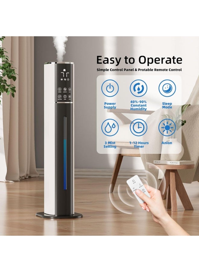 Large Humidifier for Bedroom, 9L Ultrasonic Humidifier with Warm Mist for Winter, UV Sterilization, Air Purification，360°Nozzle,300ML/H BigMist Level, Cover up to 550ft², Quiet 30db with essential oil diffuser - Image 3