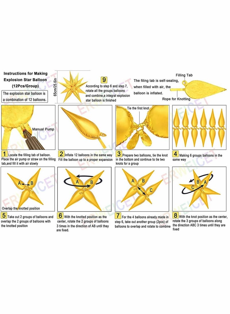 SYOSI Foil Balloons, Small Water Droplets Aluminum Foil Cone Mylar Balloons, Star Foil Balloons for Party, Birthday, Wedding, Backdrop, Mall Event Decoration Supplies, 50 Pcs, Gold - Image 3