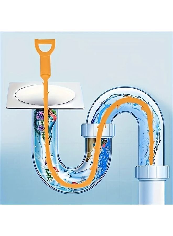 Short Manual Plumbing Snake Drain Cleaner Flexible Head Heavy Duty Hair Clog Remover Tool - Image 2