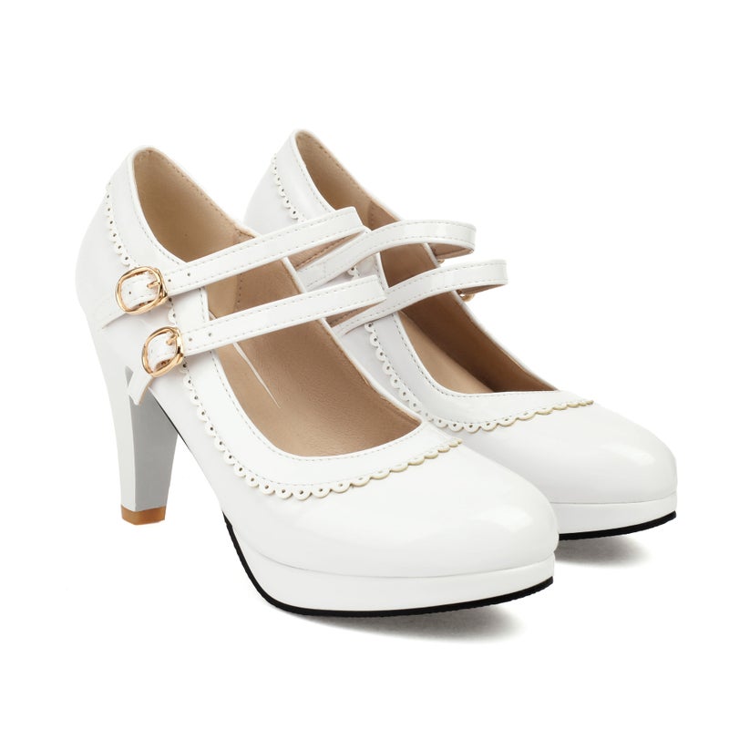Supply Spring 2024 Color-Matched High-Heeled Women'S Shoes 30-48 Japanese Candy-Colored Double-Breasted Shallow Mouth Single Shoes - Image 1