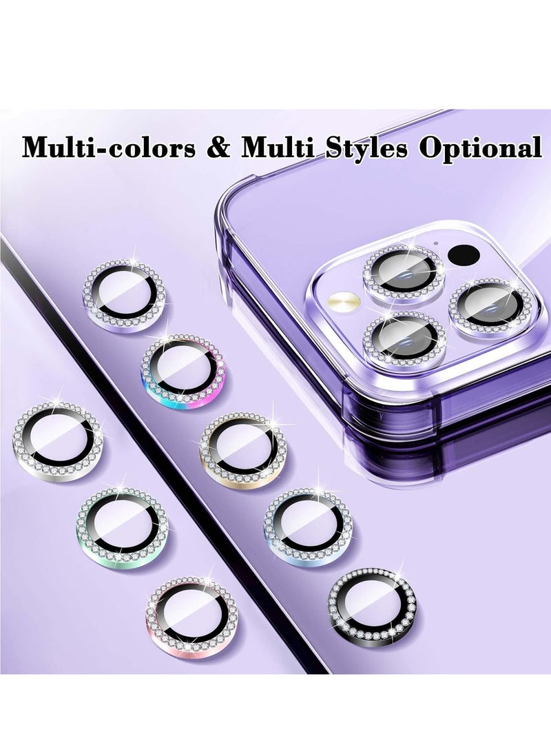 ELTRAZONE "Purple Diamond Camera Lens Protector for iPhone 16 Pro/Pro Max – Bling Tempered Glass Cover with Automatic Alignment Metal Rings and Glitter Film Stickers" - Image 2