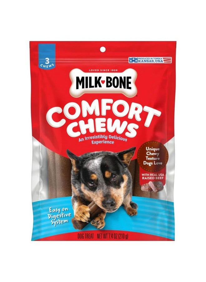 MILK-BONE Milk-Bone Comfort Chews, Dog Chews with Unique Chewy Texture and Real Beef, 7.4 Oz Bag of 3 Chews  - Image 1