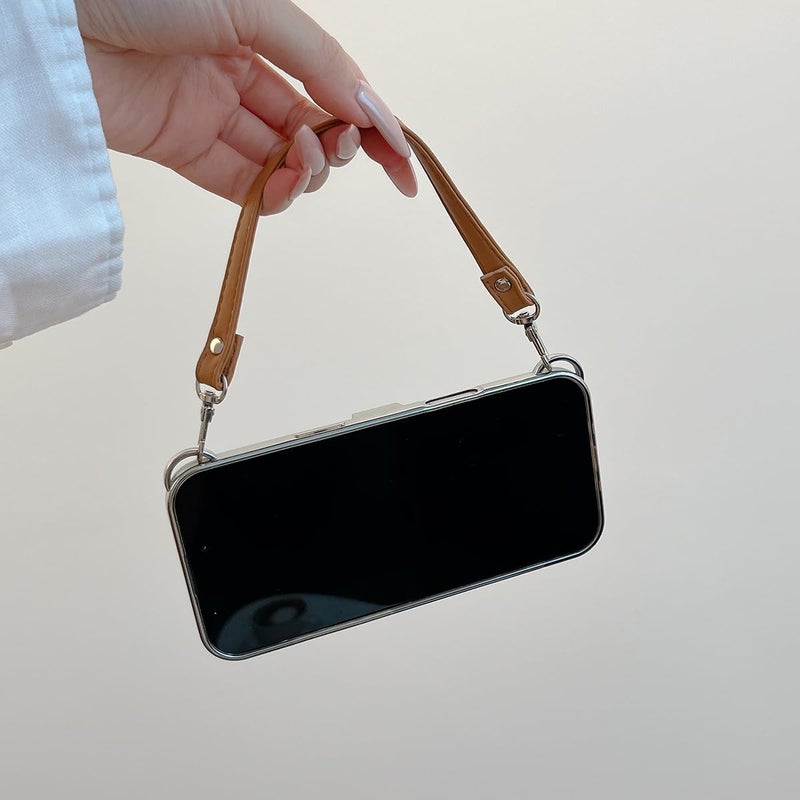 QoKcoahn 3D Vintage Camera Phone Case with Hand Strap - Unique Cool Silicone PC Shockproof Crossbody Protective Case for iPhone 17 Pro-Black - Image 3