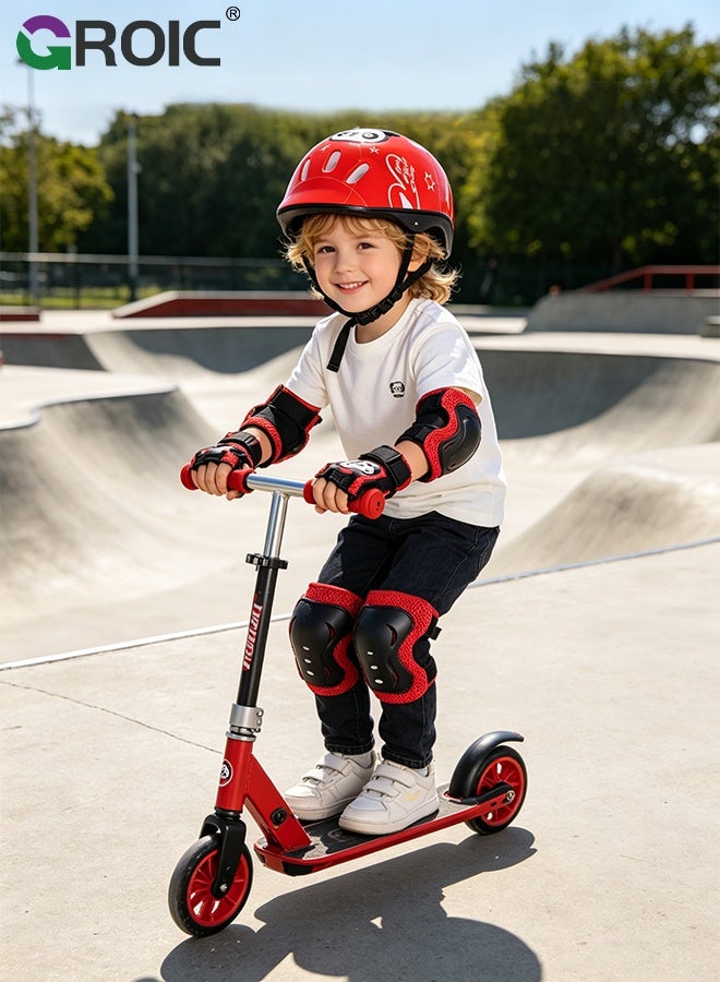 GROIC 7Pcs Kids Bike Helmet Set,Skateboard Knee Pads, Helmet Pad Set Protective Gear Set,Kids Helmet Set with Knee Elbow Wrist Pads for Skateboard Cycling Scooter Rollerblading(Red-Panda) - Image 4