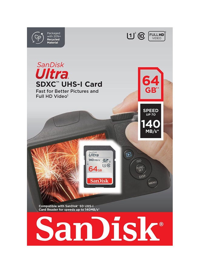 sandisk 64 GB Ultra SDXC UHS-I Card Speed Up to 140 MB/s SDSDUNB-064G-GN6IN - Image 1
