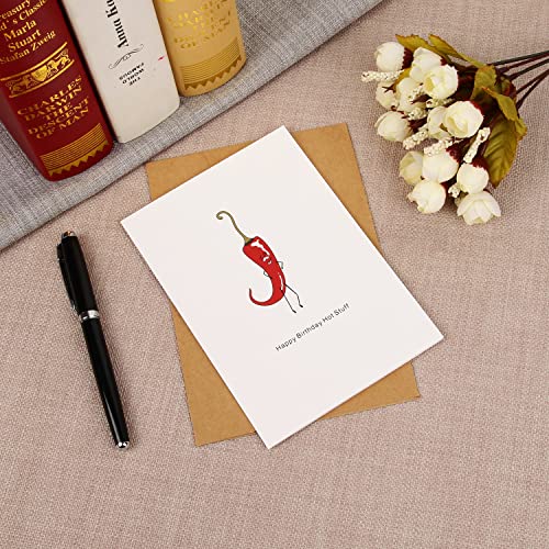 CJ&M Happy Birthday Hot Stuff, Birthday Card,Funny Card,Card For him/Her/husband/wife/girlfriend/boyfriend.A cute and Funny Birthday card. A hot Chilli. - Image 3