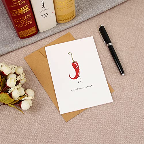 CJ&M Happy Birthday Hot Stuff, Birthday Card,Funny Card,Card For him/Her/husband/wife/girlfriend/boyfriend.A cute and Funny Birthday card. A hot Chilli. - Image 2
