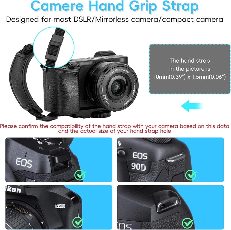 JJC Camera Hand Grip Strap for Canon EOS R8 R10 R7 R5 C R6 Mark III II R RP 90D 5DM4 Rebel T7 T8i T7i T6i T6 SL3 4000D Sony A6700 ZR Z30 Coolpix P950 P900 for Panasonic Lumix GX85 G85 GH4 G100 FZ80 - Image 2