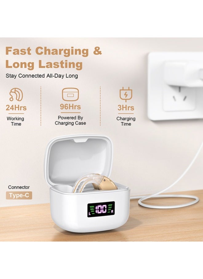 Jccgoo Rechargeable BTE Hearing Aids for Seniors - Nearly Invisible, Noise Cancelling, Easy Volume Control & Operation  - Image 2