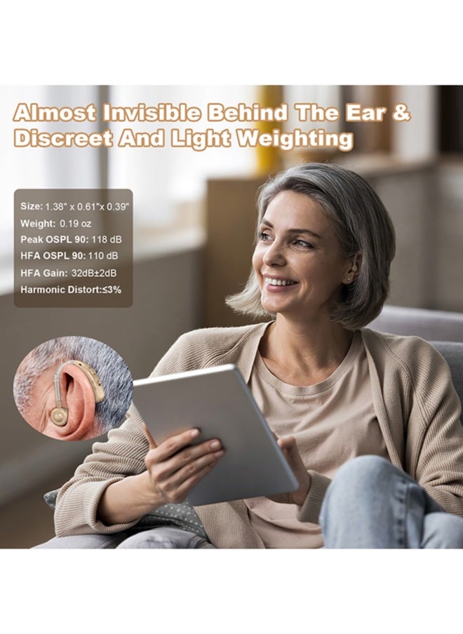 Jccgoo Rechargeable BTE Hearing Aids for Seniors - Nearly Invisible, Noise Cancelling, Easy Volume Control & Operation  - Image 5