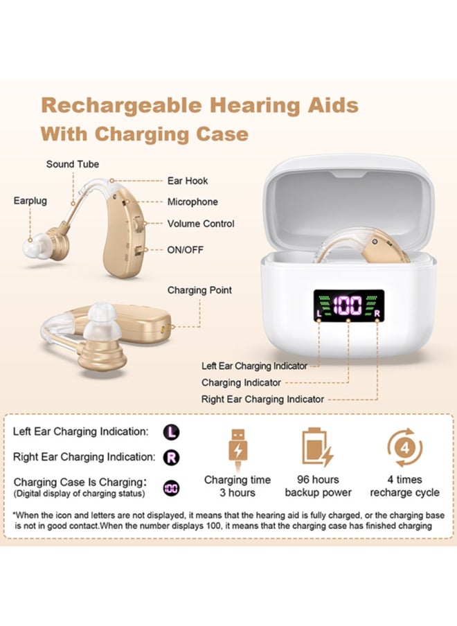 Jccgoo Rechargeable BTE Hearing Aids for Seniors - Nearly Invisible, Noise Cancelling, Easy Volume Control & Operation  - Image 3