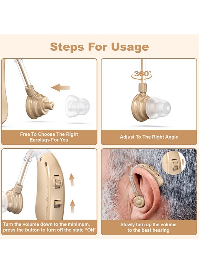 Jccgoo Rechargeable BTE Hearing Aids for Seniors - Nearly Invisible, Noise Cancelling, Easy Volume Control & Operation  - Image 4