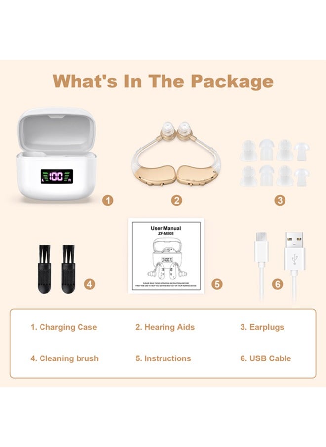 Jccgoo - Rechargeable BTE Hearing Aids for Seniors - Nearly Invisible, Noise Cancelling, Easy Volume Control & Operation - Image 1