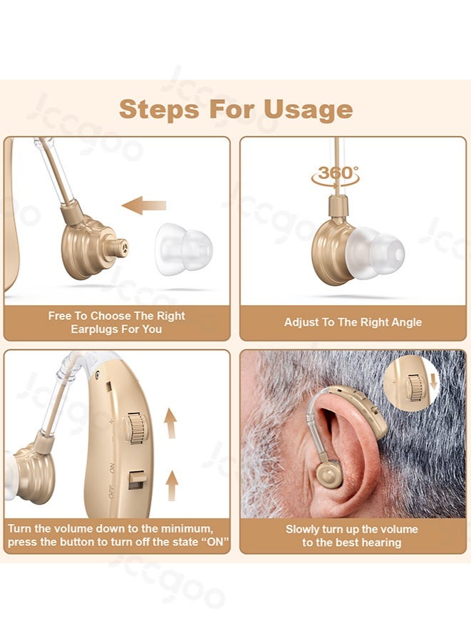 Jccgoo OTC Hearing Aid, Rechargeable BTE Hearing Aids for Seniors - Comfortable Fit, 96-Hour Standby, Nearly Invisible, Noise Cancelling, Easy Volume Control & Operation - Image 5