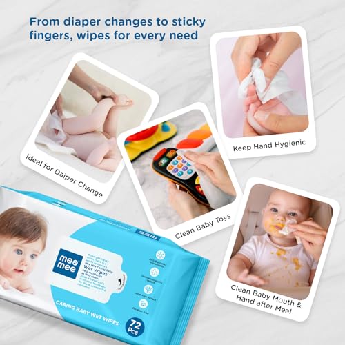 Mee Mee Soft Gentle Baby Wet Wipes (72 Wipes) Pack of 12, | Infused with Aloe Vera and Vitamin E | Paraben & Sulfate Free | Cleansing Wipes | Wipes Combo for Babies - Image 5