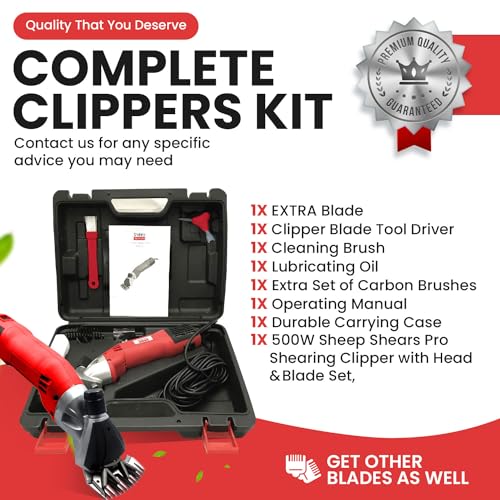 Sheep Shears Pro 110V 500W Professional Heavy Duty Electric Shearing Clippers with 6 Speed for Shaving Fur Wool in Sheep Goats Cattle and other Farm Livestock Pet with Grooming Carrying Case CE - Image 4