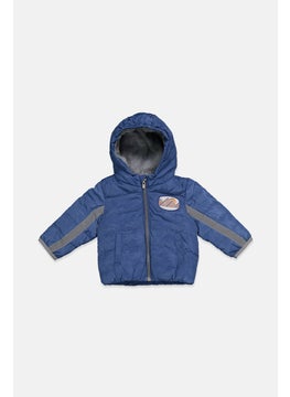 IKKS Toddlers Boy Hooded Long Sleeve Fleece Quilted Jacket, Blue  - Image 1