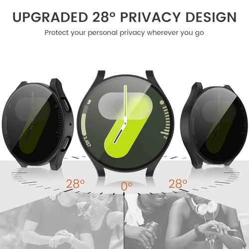 Tensea [5+5Pack for Samsung Galaxy Watch 7 Screen Protector Case 44mm Accessories, Hard PC Bumper/HD Anti-Fog Tempered Glass Protective Film, Face Cover Set, Galaxy Watch 7 Case for Women Men - Image 3