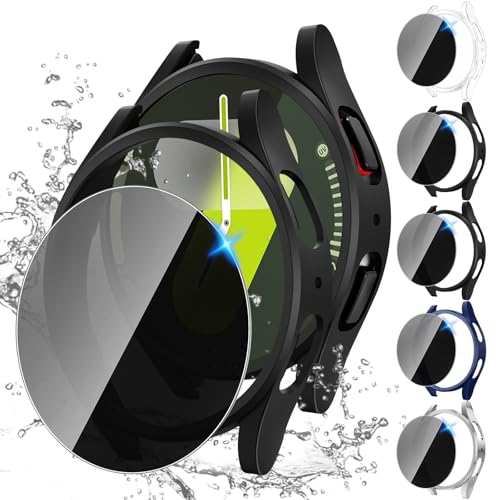 Tensea [5+5Pack for Samsung Galaxy Watch 7 Screen Protector Case 44mm Accessories, Hard PC Bumper/HD Anti-Fog Tempered Glass Protective Film, Face Cover Set, Galaxy Watch 7 Case for Women Men - Image 1