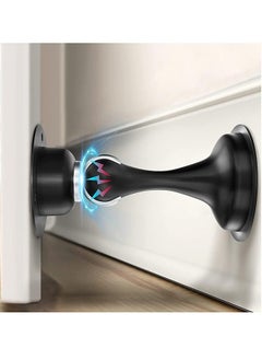 Arabest Magnetic Door Stoppers, Stainless Steel Door Stops for Wall and Floor Mounting, Door Holder Keep Door Open, No Drilling Door Stop with 3D Adhesive Tapes (Black)  - Image 1