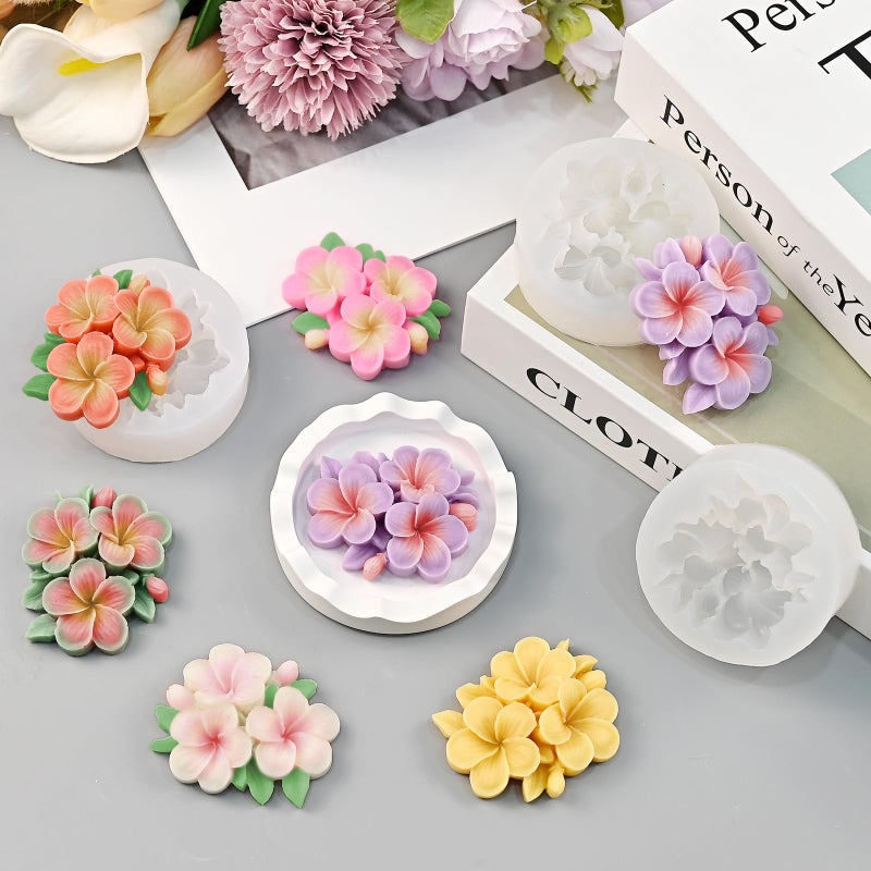 ZQYSING Plumeria Flower Silicone Molds, Plumeria Floral Molds for Candle Wax Making Handmade Soap Aromatherapy Gypsum Polymer Clay Craft Decoration Fondant Mold - Image 3
