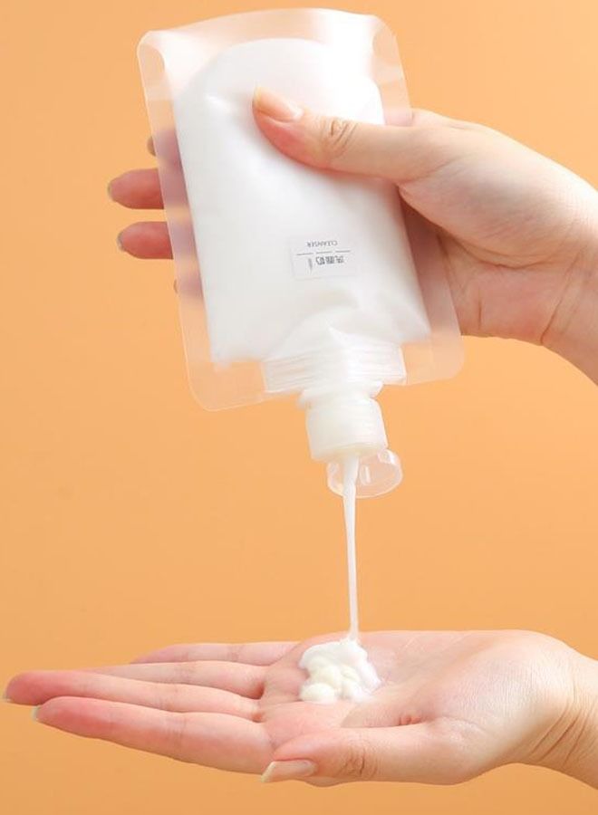 3 Pieces Travel Size Refillable Empty Squeeze Pouch Reusable, Stand Up Pouch for Toiletry, Lotion Shampoo Shower Gel Squeezable Bags, Leakproof Cosmetic Containers (30ml/50ml/100ml)  - Image 2