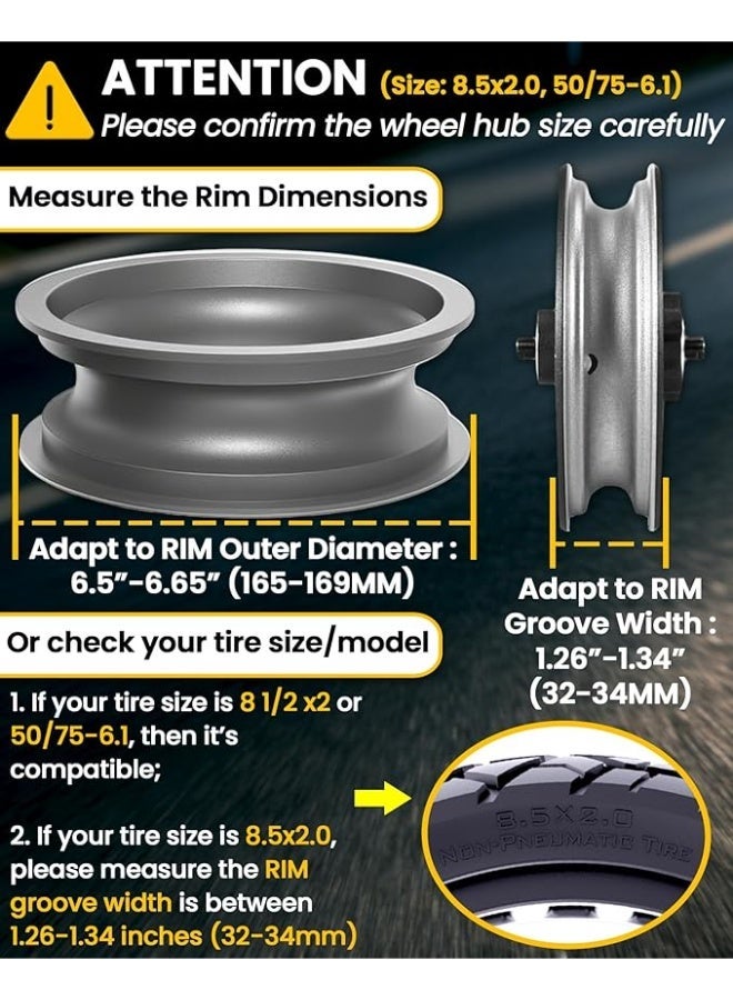 Halamine 8.5-Inch Electric Scooter Solid Tire 2 pieces, Puncture-Proof Replacement Wheel for Xiaomi M365/Segway Ninebot - Image 2