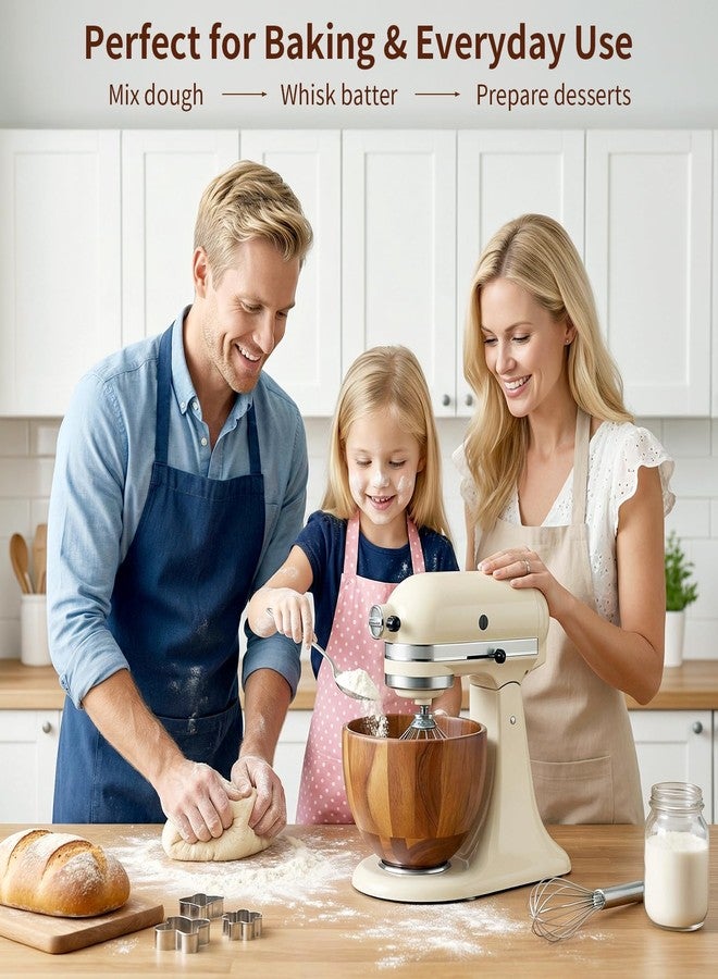 Tldcdte Wood Mixing Bowl for Stand Mixer, 5 QT Acacia Wood Bowl with Stainless Steel Locking Base, Compatible with KitchenAid 4.55 QT Tilt-Head Mixers (K45, KSM75, KSM90, KSM150) - Image 4
