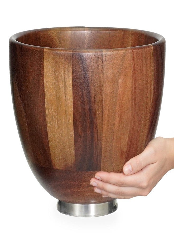 Tldcdte Wood Mixing Bowl for Stand Mixer, 5 QT Acacia Wood Bowl with Stainless Steel Locking Base, Compatible with KitchenAid 4.55 QT Tilt-Head Mixers (K45, KSM75, KSM90, KSM150) - Image 1