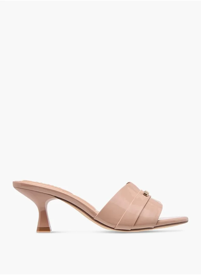 سيليست Women's Textured Slip-On Sandals with Flared Heels
