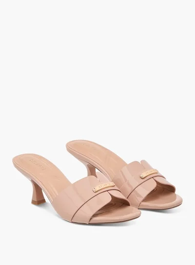 Celeste Women's Textured Slip-On Sandals with Flared Heels