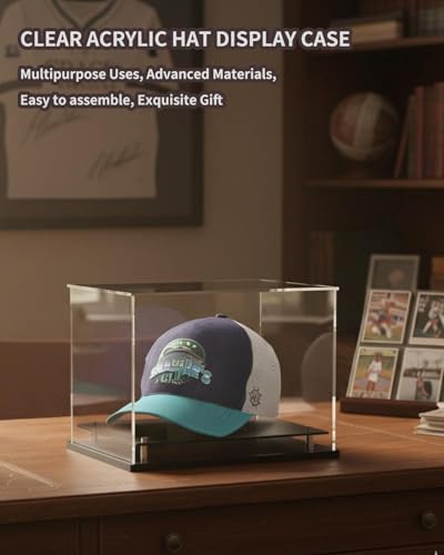 WANLIAN Clear hat Display case for BaseballAcrylic Cap Holder Stand for Baseball Football or Snapback CapsMini HelmetBaseball Cap Display case with Metal feet Basemountable - Image 3