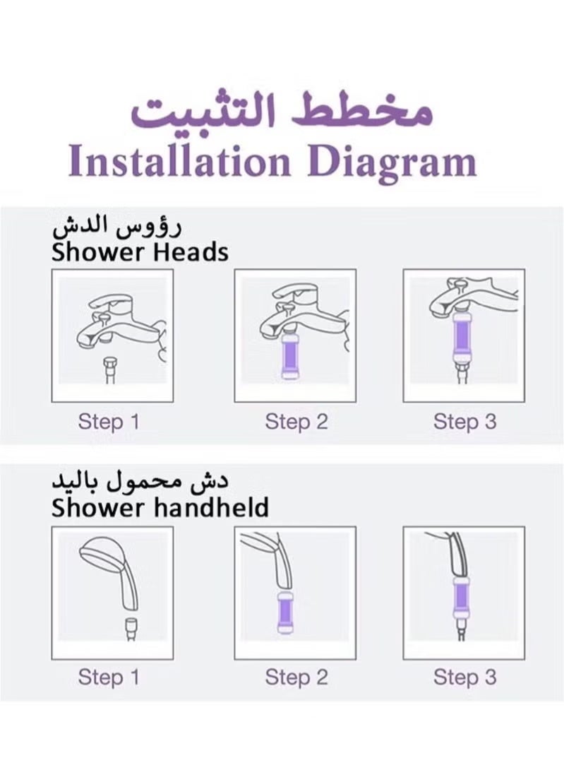 اتش 201 فلتر دش استحمام للاستحمام بفيتامين سي،فلتر ماء - تحسين ممتاز للبشرة والشعر، علاج عطري، يزيل الكلور والشوائب، هدية رائعة للنساء والزوجات والصديقات - Image 5