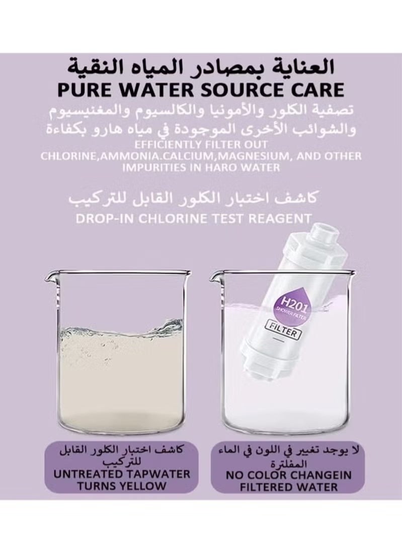 اتش 201 فلتر دش استحمام للاستحمام بفيتامين سي،فلتر ماء - تحسين ممتاز للبشرة والشعر، علاج عطري، يزيل الكلور والشوائب، هدية رائعة للنساء والزوجات والصديقات - Image 3