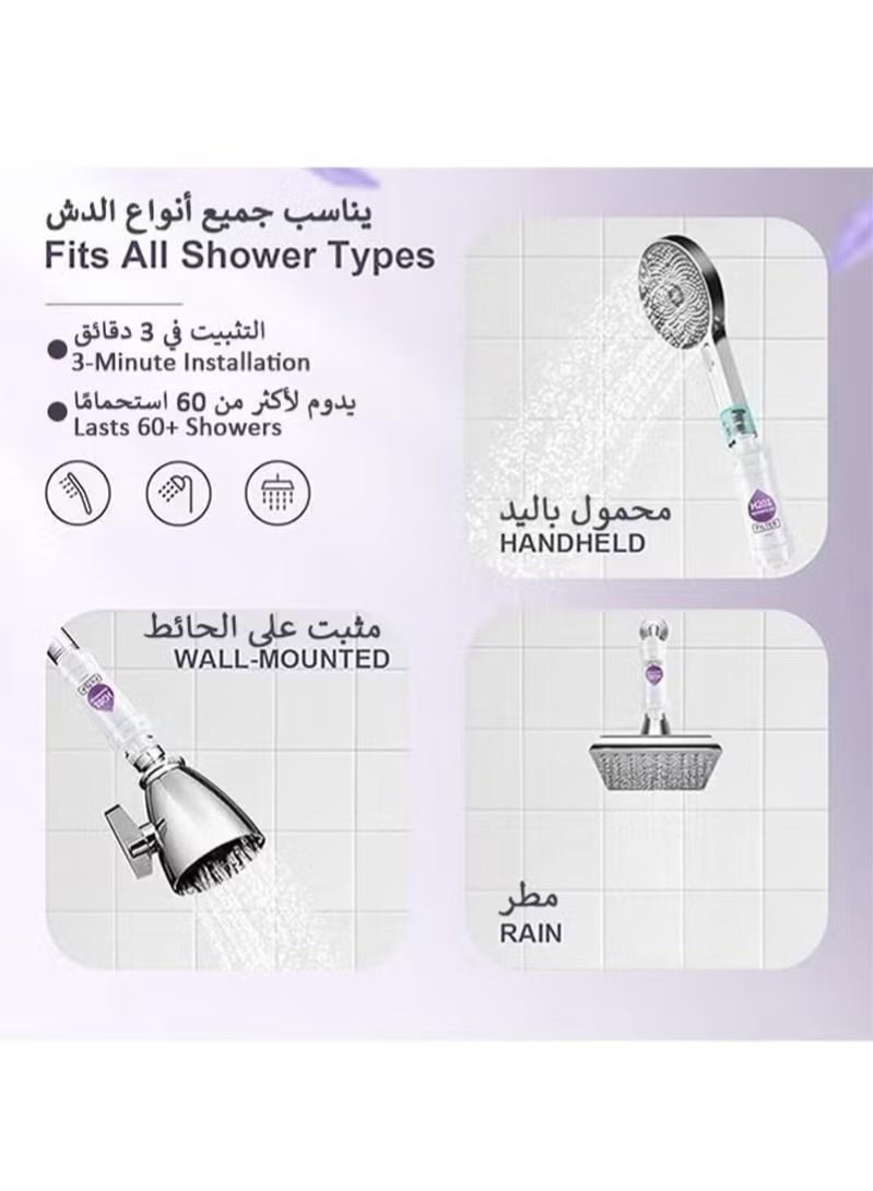 اتش 201 فلتر دش استحمام للاستحمام بفيتامين سي،فلتر ماء - تحسين ممتاز للبشرة والشعر، علاج عطري، يزيل الكلور والشوائب، هدية رائعة للنساء والزوجات والصديقات - Image 4