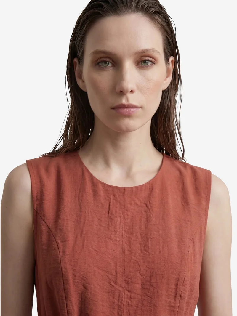 My Fashion Brick Red MY FASHION Sleeveless A-Line Midi Dress for Women | Best Price UAE