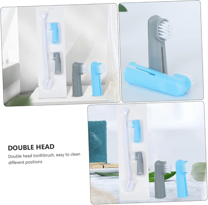 BESPORTBLE 3 حزمة فرشاة أسنان للأصابع للحيوانات الأليفة للكلاب والقطط العناية بالفم التحكم في البلاك والجير ينعش النفس - Image 3