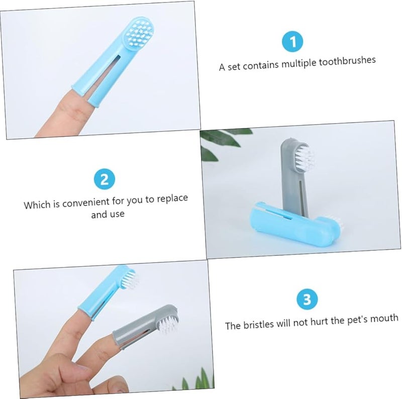 BESPORTBLE 3 حزمة فرشاة أسنان للأصابع للحيوانات الأليفة للكلاب والقطط العناية بالفم التحكم في البلاك والجير ينعش النفس - Image 5