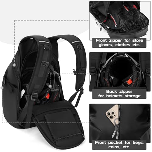 OUUTMEE Motorcycle Backpack, Waterproof Helmet Backpacks for Men Storage Motorcycle Bag with Reflective Stripe - Image 3